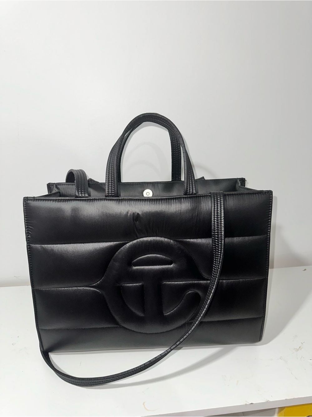 Telfar Black Quilted Signature Tote